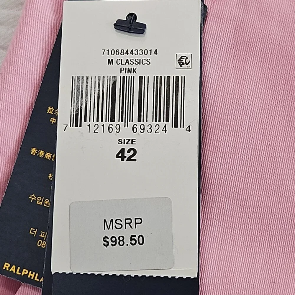 Polo Ralph Lauren Shorts Men's 42 Pink Stretch Straight Fit Pony‎ NEW 9